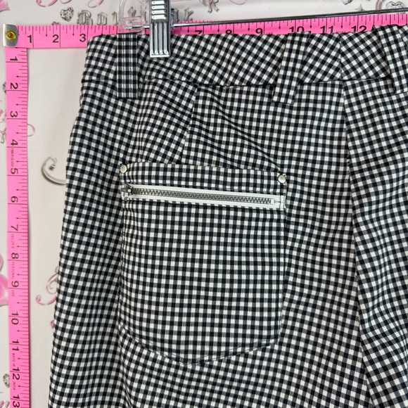abacus capri pants plaid gingham picnic Black & White Gingham Pants peddle push - Picture 5 of 15